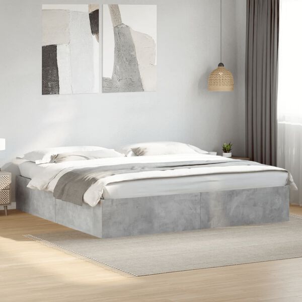 vidaXL Cadre de lit sans matelas gris b&eacute;ton 200x200 cm