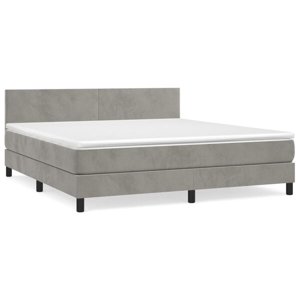 vidaXL Sommier &agrave; lattes de lit et matelas Gris clair 180x200cm Velours