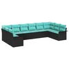 vidaXL Ensemble de canap&eacute; de jardin 10 pc Noir polyrotin