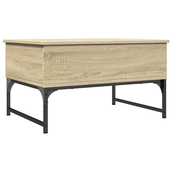 vidaXL Table basse ch&ecirc;ne sonoma 70x50x40 cm bois d'ing&eacute;nierie et m&eacute;tal