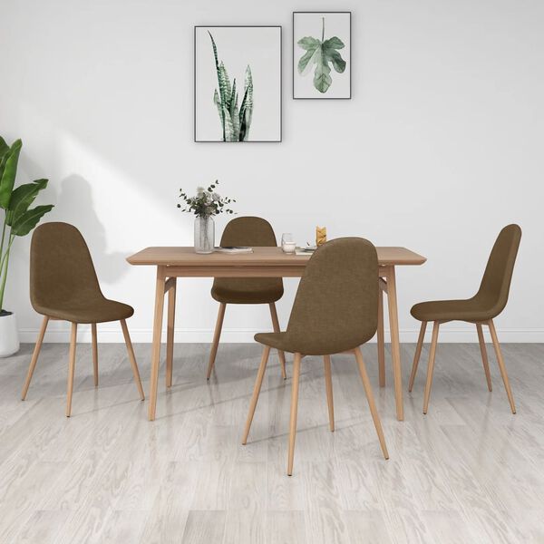 vidaXL Chaises &agrave; manger lot de 4 marron tissu