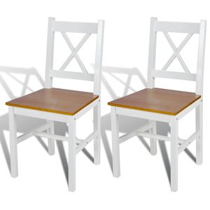 vidaXL Chaises &agrave; manger lot de 2 blanc bois de pin