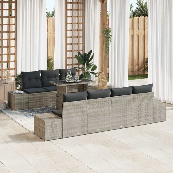 vidaXL Ensemble de canap&eacute; de jardin 8 pcs Gris clair et gris fonc&eacute;
