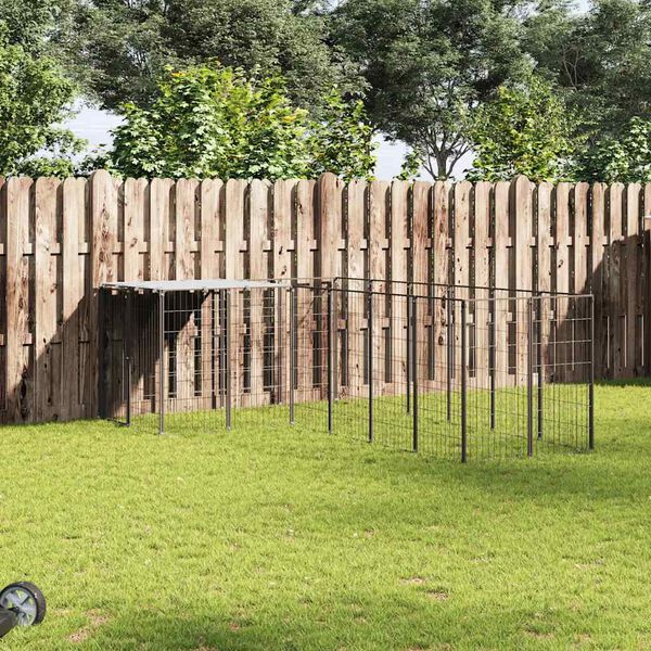 vidaXL Chenil Noir 8,47 m&sup2; Acier