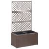vidaXL Lit sur&eacute;lev&eacute; treillis 2 pots 58x30x107cm R&eacute;sine tress&eacute;e Marron