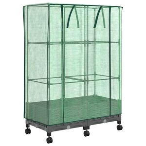 vidaXL Jardini&egrave;re de jardin avec couverture de serre et roues 2 pc PP