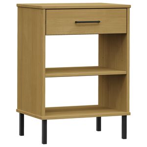 vidaXL Armoire console avec pieds en m&eacute;tal Marron Bois pin massif OSLO