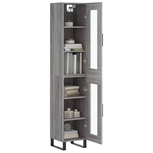 vidaXL Buffet haut Sonoma gris 34,5x34x180 cm Bois d'ing&eacute;nierie