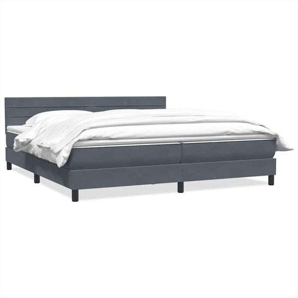 vidaXL Sommier &agrave; lattes de lit et matelas gris fonc&eacute; 180x220cm velours