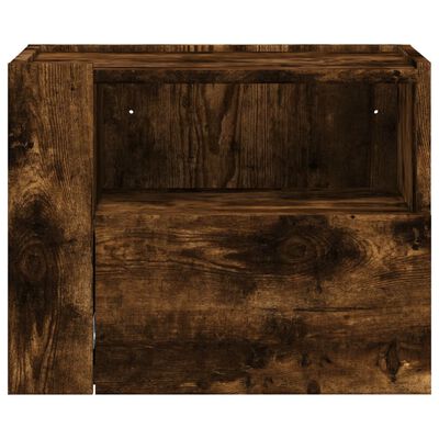 vidaXL Table de chevet murale chêne fumé 45x30x35 cm