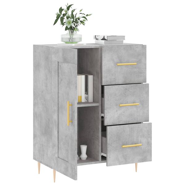 vidaXL Buffet gris b&eacute;ton 69,5x34x90 cm bois d'ing&eacute;nierie