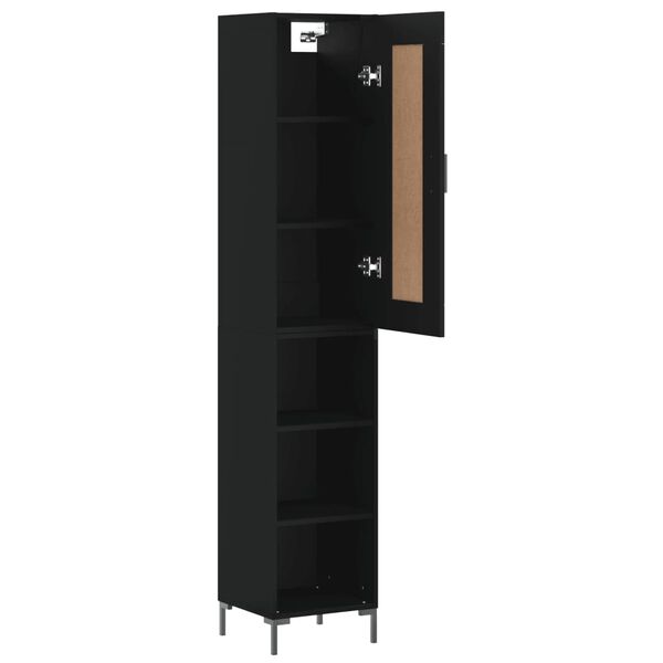 vidaXL Buffet haut Noir 34,5x34x180 cm Bois d'ing&eacute;nierie