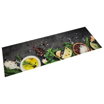 vidaXL Tapis de cuisine lavable impression d'épices 60x180 cm velours