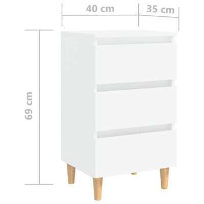 vidaXL Tables de chevet avec pieds en bois 2 pcs Blanc 40x35x69 cm
