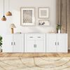 vidaXL Buffets 3 pcs Blanc Bois d'ingénierie