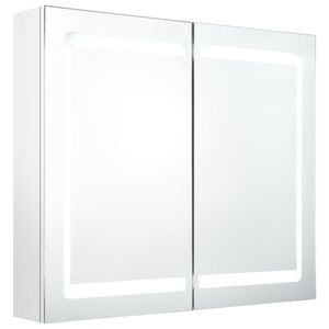vidaXL Armoire de salle de bain &agrave; miroir LED Blanc brillant 80x12x68cm