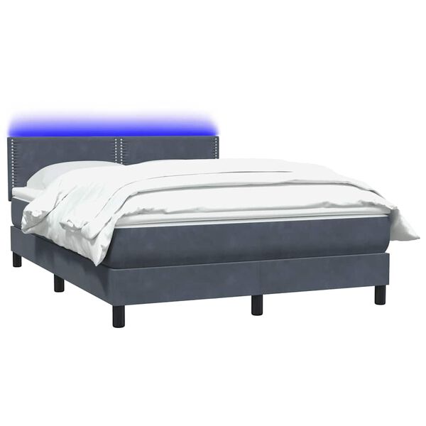 vidaXL Sommier &agrave; lattes de lit et matelas et LED gris fonc&eacute; 140x210cm velours