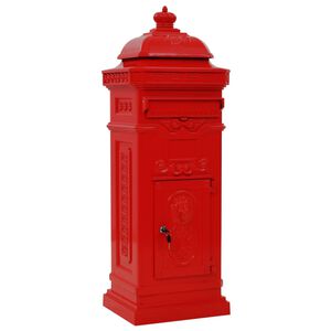 vidaXL Bo&icirc;te aux lettres &agrave; pilier Aluminium Vintage antirouille Rouge