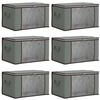 vidaXL Bo&icirc;te de rangement avec fen&ecirc;tre lat&eacute;rale transparente 6 pc Gris
