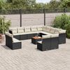 vidaXL Salon de jardin avec coussins 14 pcs noir r&eacute;sine tress&eacute;e