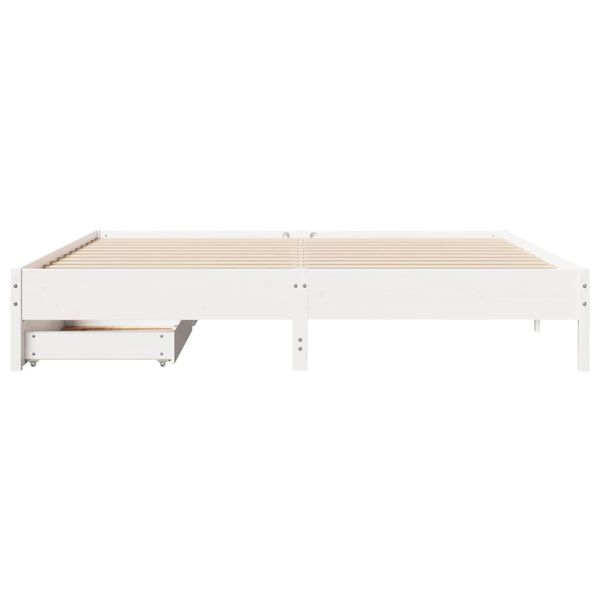 vidaXL Cadre de lit sans matelas blanc 200x200 cm bois massif de pin