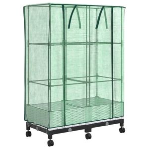 vidaXL Jardini&egrave;re de jardin avec couverture de serre et roues 2 pc PP