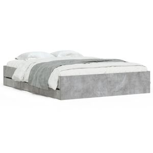 vidaXL Cadre de lit avec tiroirs sans matelas gris b&eacute;ton 140x190 cm
