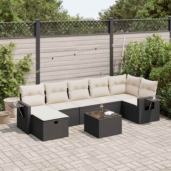 vidaXL Salon de jardin 8 pcs avec coussins noir r&eacute;sine tress&eacute;e