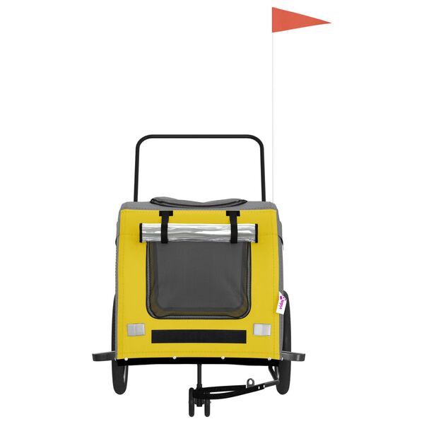 vidaXL Remorque de vélo pour animaux de compagnie jaune et gris