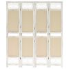 vidaXL Cloison de s&eacute;paration 4 panneaux Cr&egrave;me 140x165 cm Tissu