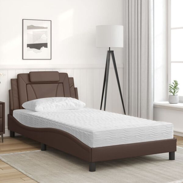 vidaXL Lit Viana avec matelas marron 100x200 cm similicuir