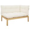 vidaXL Unit&eacute; de canap&eacute; d'angle Acacia Clair et Blanc Cr&egrave;me