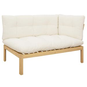 vidaXL Unit&eacute; de canap&eacute; d'angle Acacia Clair et Blanc Cr&egrave;me