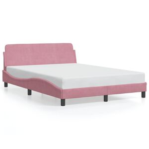 vidaXL Cadre de lit avec t&ecirc;te de lit Dover rose 140x200cm velours
