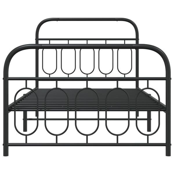 vidaXL Cadre de lit m&eacute;tal sans matelas avec pied de lit noir 100x190cm