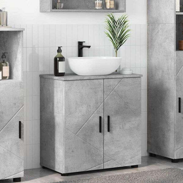 vidaXL Cabinet de salle de bain avec porte Gris b&eacute;ton 61 x 35 x 64 cm