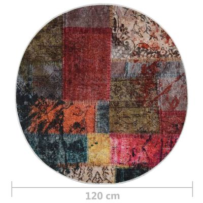 vidaXL Tapis lavable antidérapant Patchwork φ120 cm multicolore