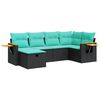 vidaXL Salon de jardin 6 pcs avec coussins noir r&eacute;sine tress&eacute;e
