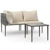 vidaXL Salon de jardin 3 pcs avec coussins Gris R&eacute;sine tress&eacute;e