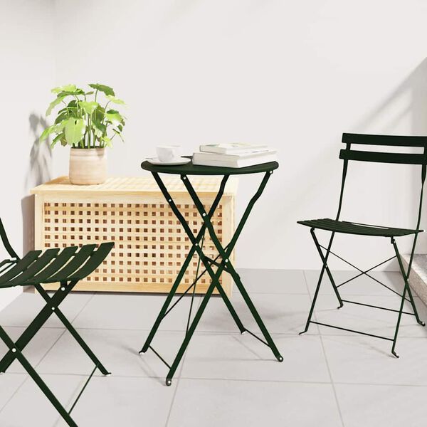 vidaXL Table bistrot Vert fonc&eacute; &Oslash;50x71 cm Acier rev&ecirc;tu de poudre