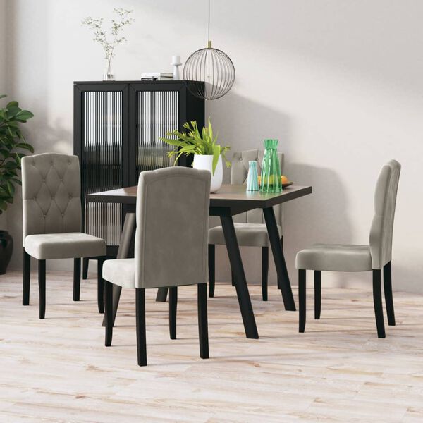 vidaXL Chaises &agrave; manger lot de 4 Gris clair Velours