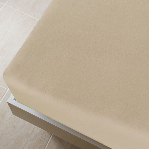 vidaXL Draps-housses Jersey 2 pcs Taupe 90x200 cm Coton