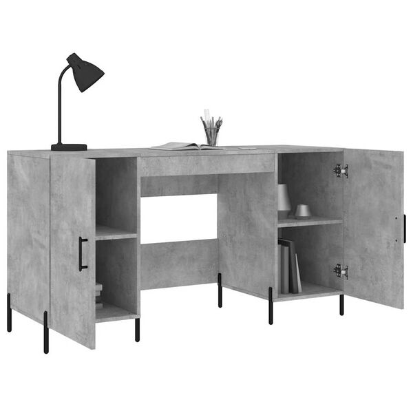 vidaXL Bureau gris b&eacute;ton 140x50x75 cm bois d'ing&eacute;nierie