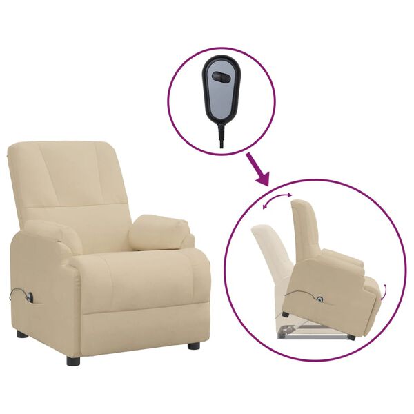 vidaXL Fauteuil inclinable Cr&egrave;me Similicuir daim