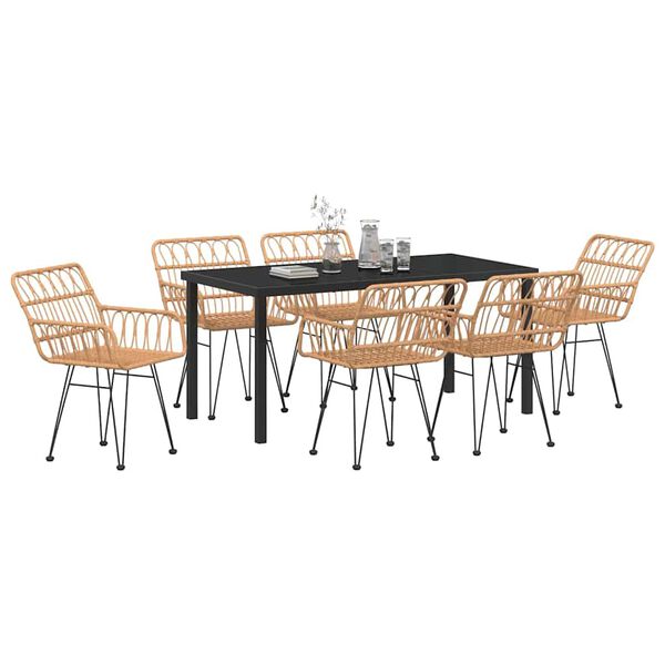 vidaXL Ensemble de salle &agrave; manger pour jardin 7 pcs Marron
