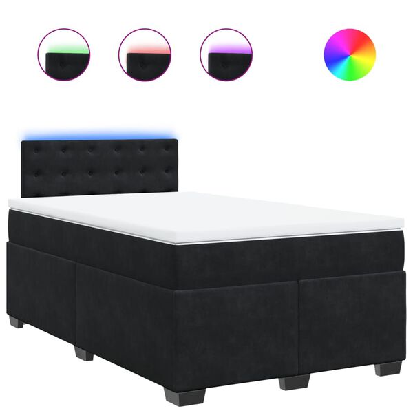 vidaXL Sommier &agrave; lattes de lit avec matelas Noir 120x200 cm Velours