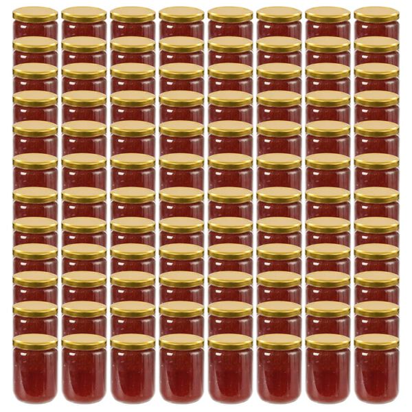 vidaXL Pots &agrave; confiture avec couvercle dor&eacute; 96 pcs Verre 230 ml