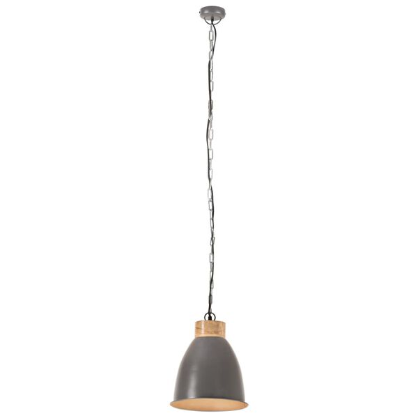 vidaXL Lampe suspendue industrielle Gris Fer et bois solide 23 cm E27