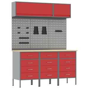 vidaXL Ensemble de placards de travail avec tiroir 8 pc Rouge