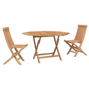 vidaXL Ensemble bistro de jardin 3 pc Naturel Bois de teck massif